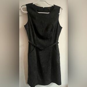 The Limited Charcoal Tweed Belted Sleeveless Dress